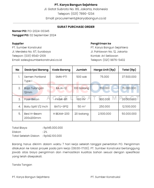 Contoh surat purchase order